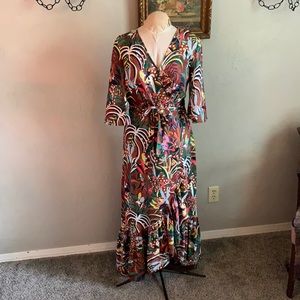 Anthropologie Farm Rio Wrap Tropical wrap dress